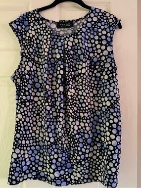 Black Label Black Tank Top with Purple and Light Blue Dot Print